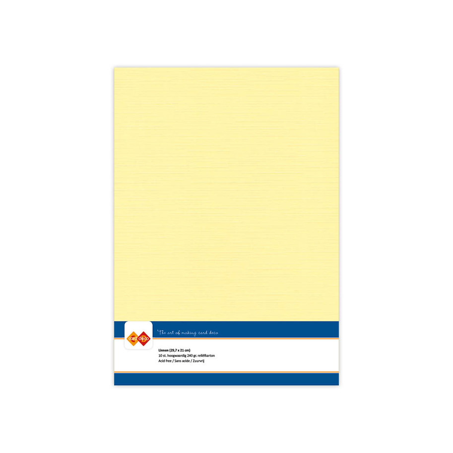 Card Deco Linen Cardstock A4 Light Yellow 10stk.