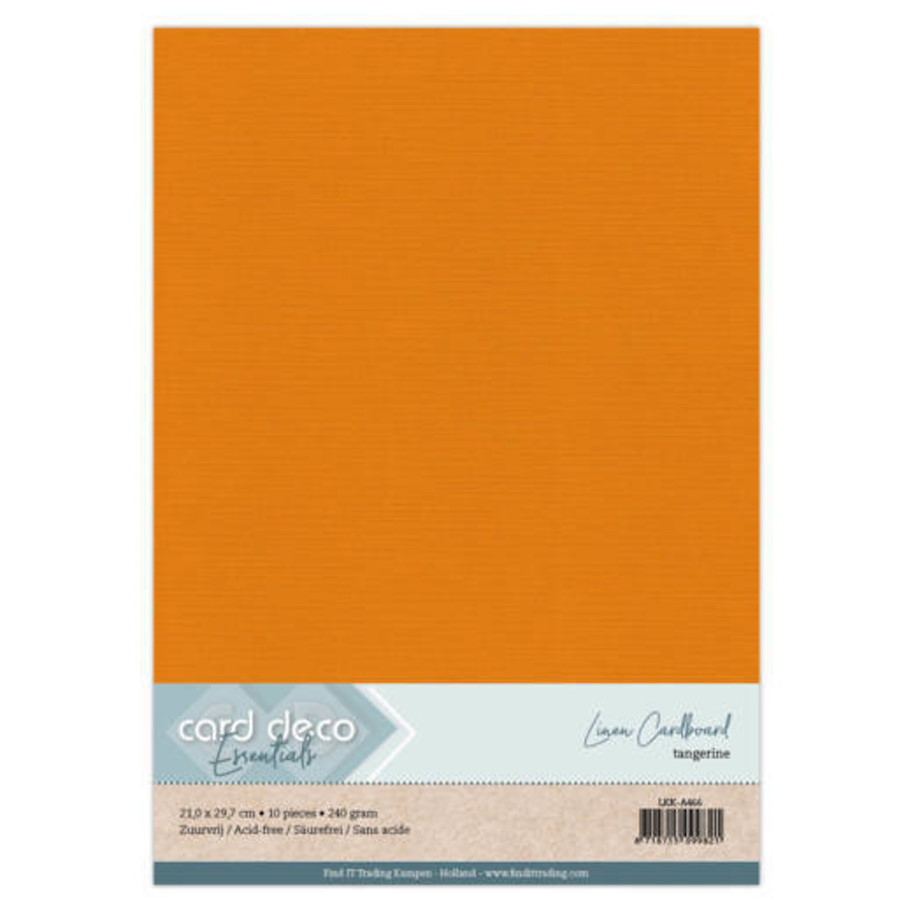 Card Deco Linen Cardstock A4 Tangerine 10stk.