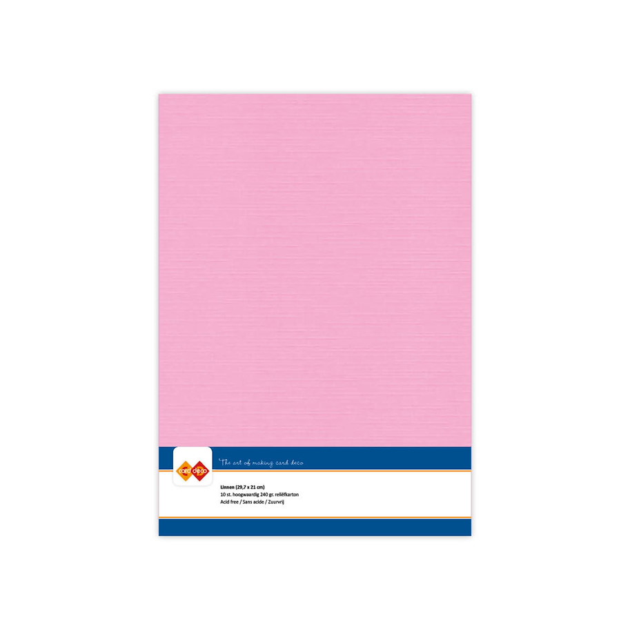 Card Deco Linen Cardstock A4 Pink 10stk.