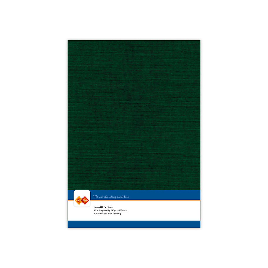Card Deco Linen Cardstock A4 Christmas Green 10stk.