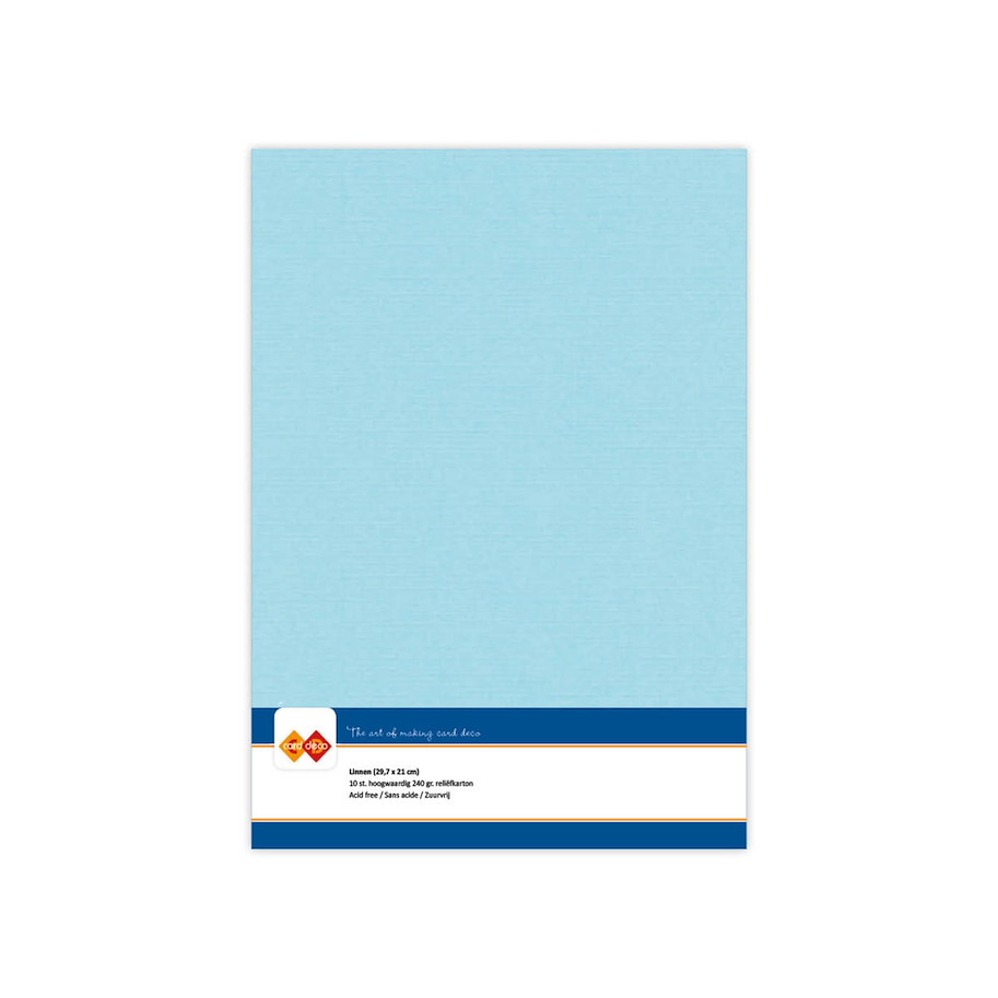 Card Deco Linen Cardstock A4 Light Blue 10stk.