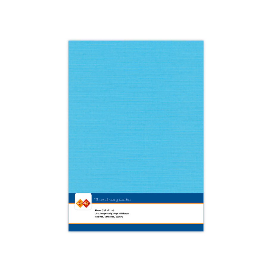 Card Deco Linen Cardstock A4 Sky Blue 10stk.