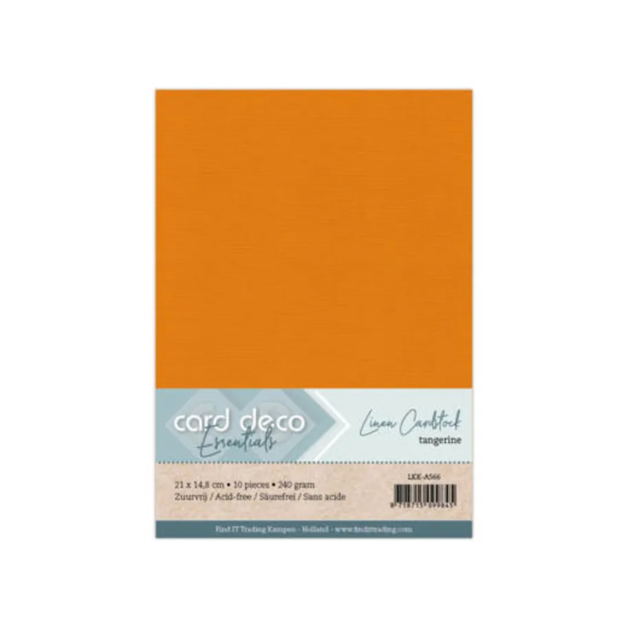 Card Deco Linen Cardstock A5 Tangerine