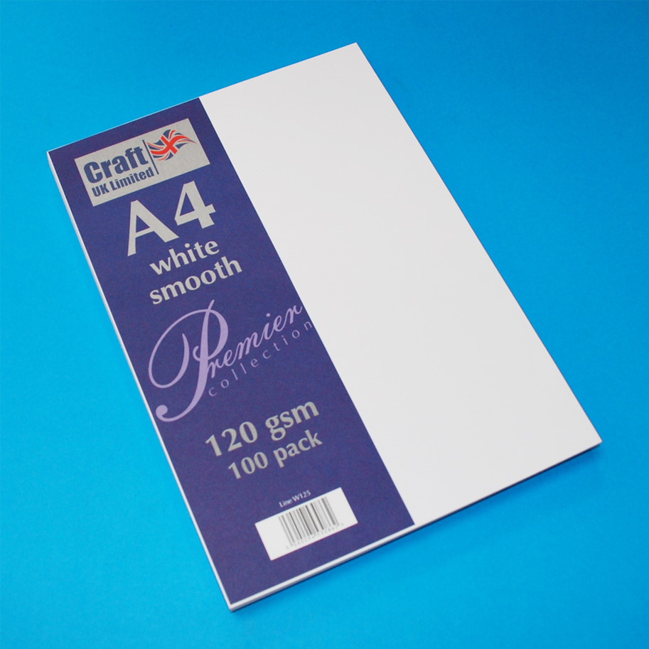 Craft UK Premium Collection A4 White Smooth Paper Pack 120gsm 