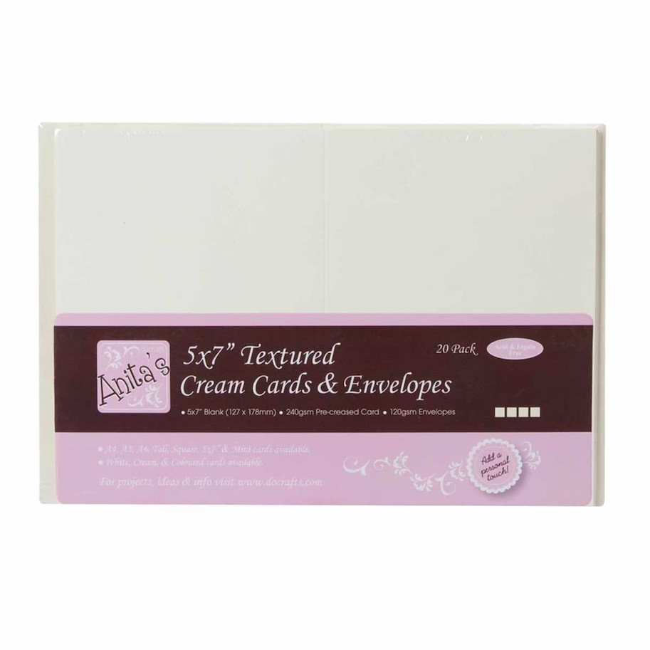 Anita's 5x7 Inch Cards & Envelopes Textured Cream (20pk)