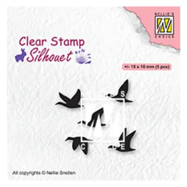 Nellie Snellen Silhouette Clear Stamps Flying Birds