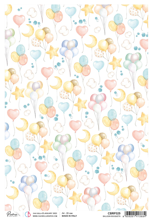CIAO BELLA - RICE PAPER A4 BALLOON BOUQUETS