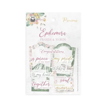 P13 - EPHEMERA SET FRAMES AND WORDS PRECIOUS, 12PCS