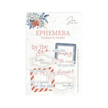 P13 - EPHEMERA SET FRAMES AND WORDS SEA LA VIE, 12PCS