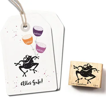 Cats on appletrees Stempel Frosch Egon springend