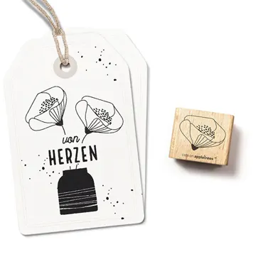 Cats on appletrees Stempel Mohnblüte