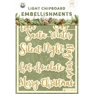 P13-LIGHT CHIPBOARD EMBELLISHMENTS COSY WINTER 04, 6PCS