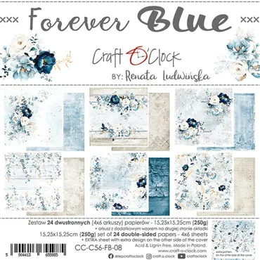 CRAFT O'CLOCK - FOREVER BLUE - A SET OF PAPERS 15,25X15,25CM