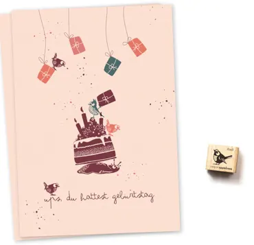 Cats on appletrees Ministempel Rotkelchen Rudi