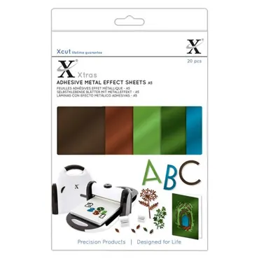 Xcut Xtras A5 Adhesive Metal Effect Sheets (20pcs) - Naturals