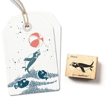 Cats on appletrees Stempel schwimmender Pinguin Hanne