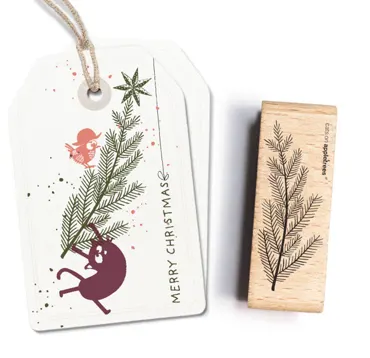 Cats on appletrees Stempel gebogener Tannenbaum 2