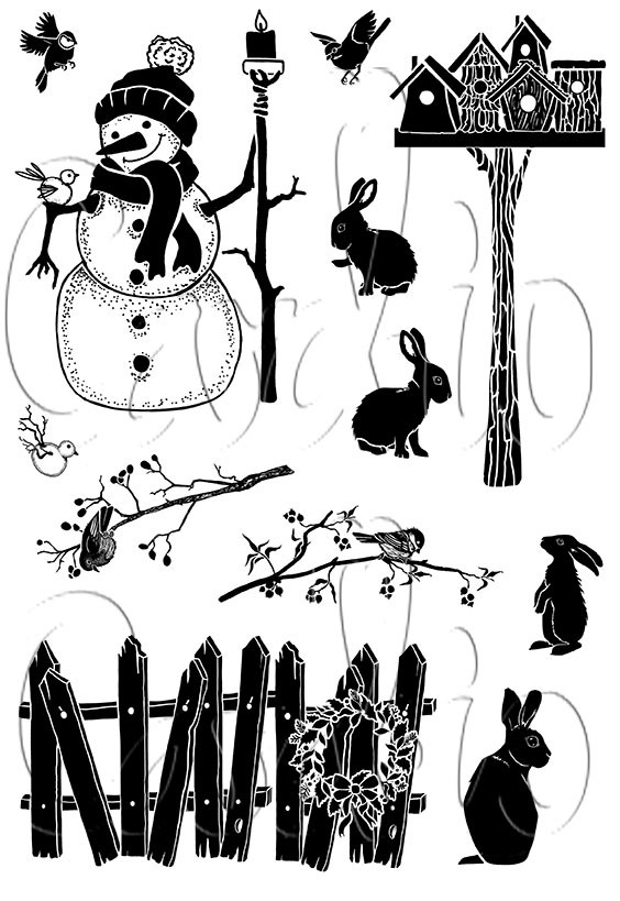 Card-io Home for the Winter A6 Clear Stamp Set