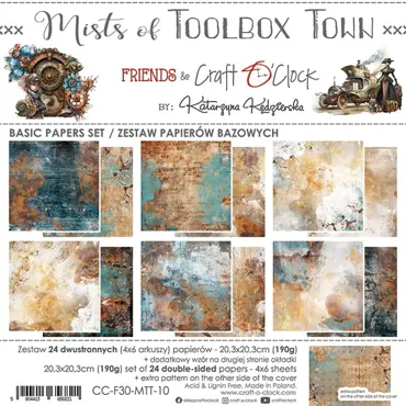 CRAFT O'CLOCK - MISTS OF TOOLBOX TOWN - SET OF BASIC PAPERS 20,3X20,3CM