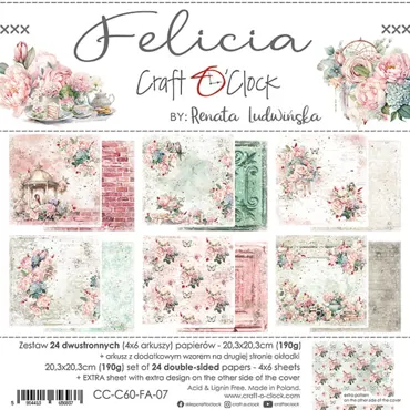 CRAFT O'CLOCK - FELICIA - A SET OF PAPERS 20,3X20,3CM