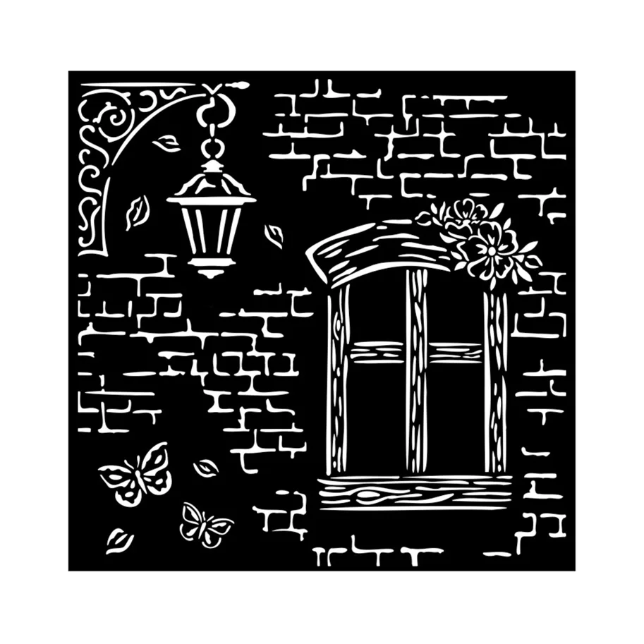 Stamperia Thick Stencil 18x18cm Blue Land Window