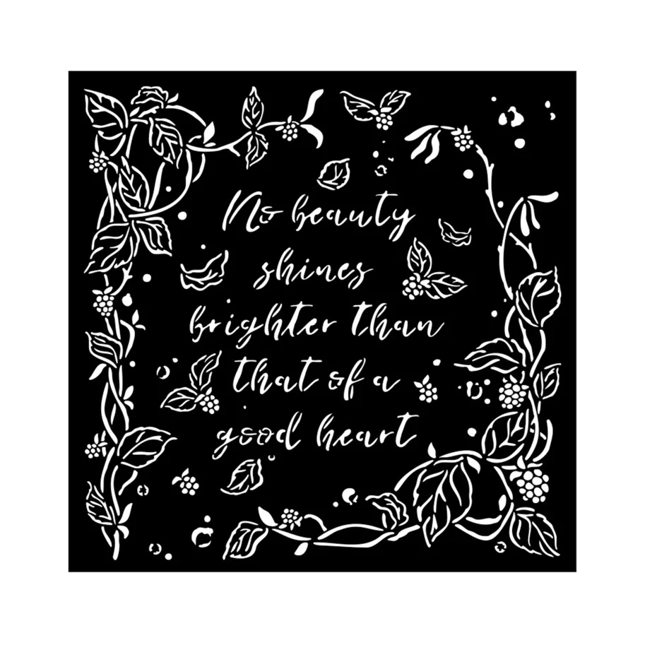 Stamperia Woodland Thick Stencil 18x18cm Frame with Leaves
