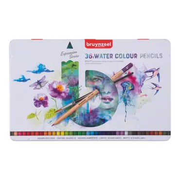 BRUYNZEEL Expression Aquarellbuntstifte, Metalletui mit 36 Stück