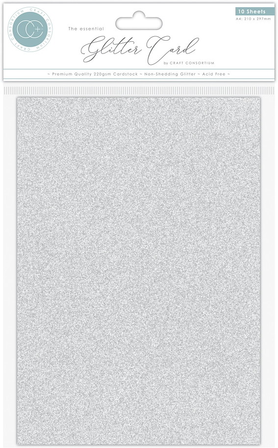 Craft Consortium The Essential Glitter Card A4 Silver (10pcs) 