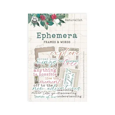 P13 - EPHEMERA SET FRAMES AND WORDS NATURALIST, 13PCS