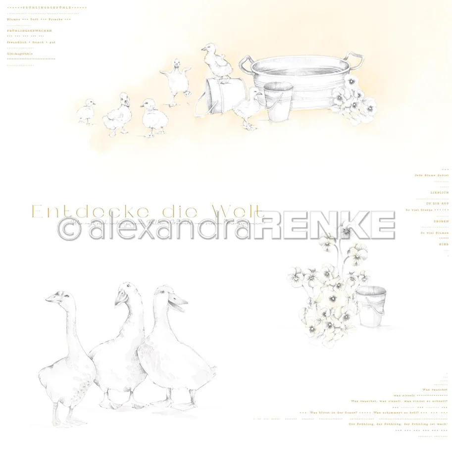 Alexandra Renke Designpapier 'Gänse entdecken die Welt'