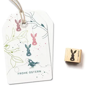Cats on appletrees Ministempel Holzanhänger Hase