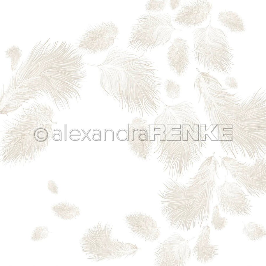 Alexandra Renke Designpapier 'Fluffige Federn hellgrau'