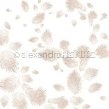 Alexandra Renke Designpapier 'Fluffige Federn hellbraun'
