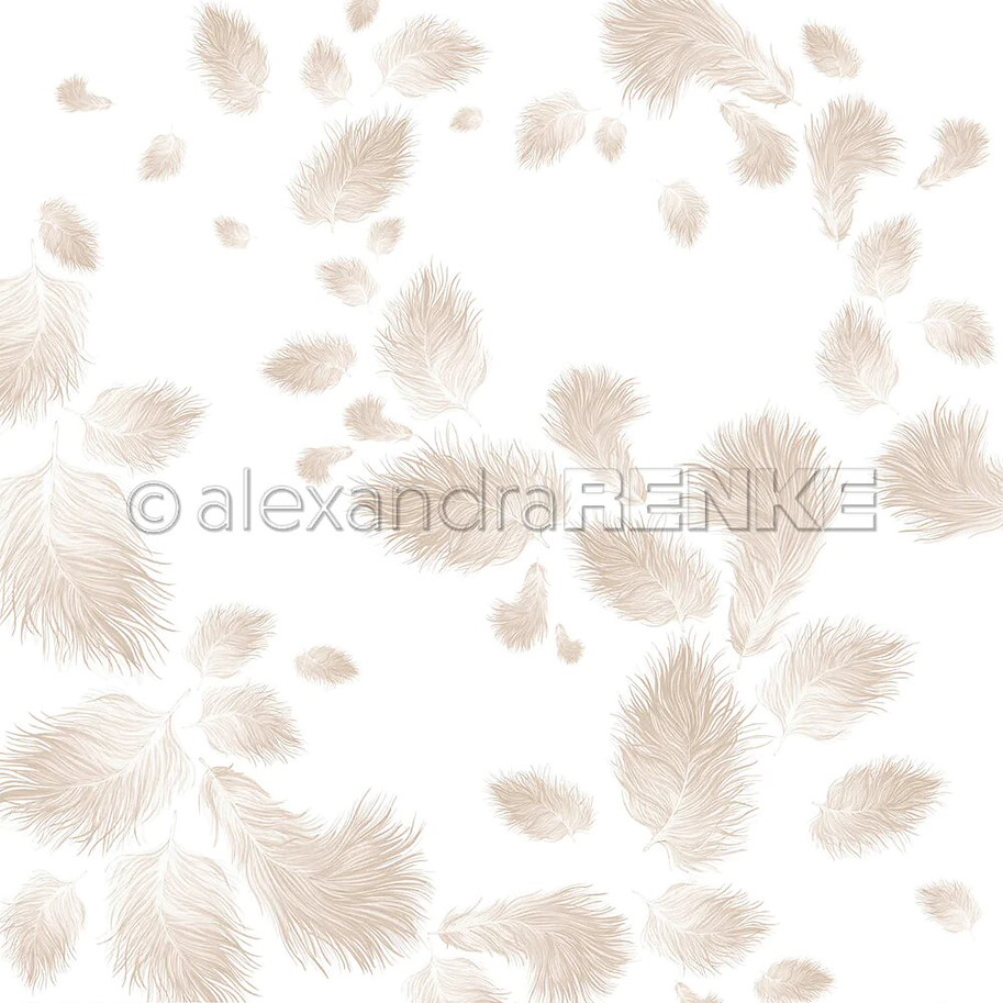 Alexandra Renke Designpapier 'Fluffige Federn hellbraun'