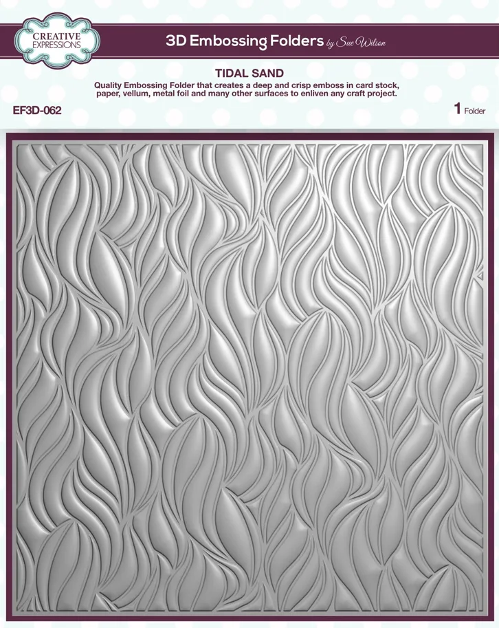 Creative Expressions Sue Wilson 3D Embossing Folder 8x8 Inch Tidal Sand 