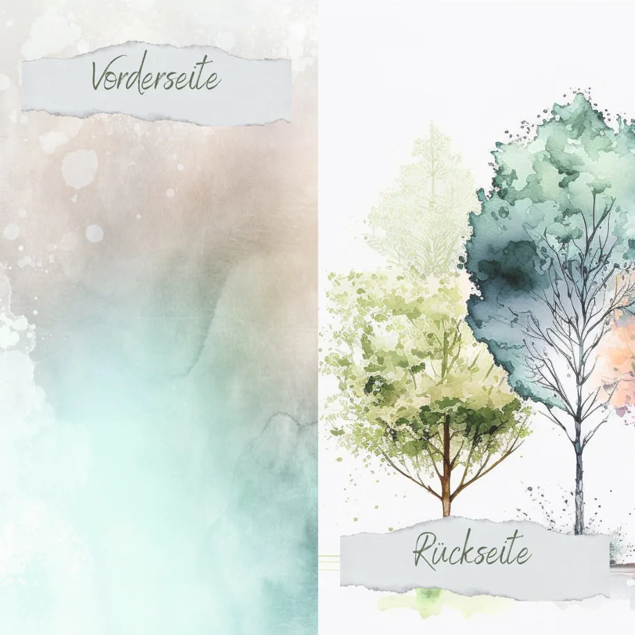 Creative-Depot Designpapier - Aquarell Bäume - Beidseitig bedruckt