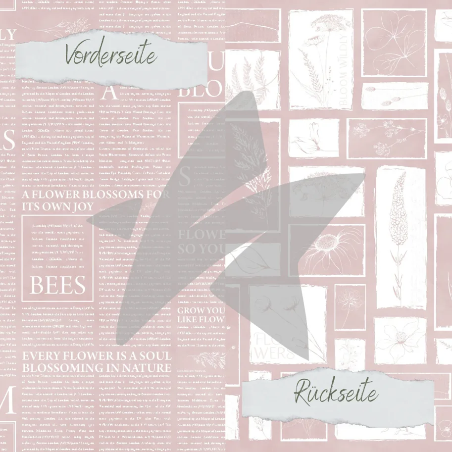 Creative-Depot Designpapier - Basic - Blush - Newspaper + Wildflowers - Doppelseitig bedruckt