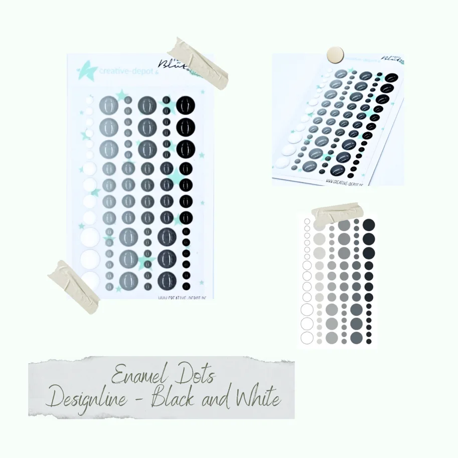 Creative-Depot Enamel Dots - Designline - Black and White
