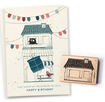 Cats on appletrees Stempel Haus 8 Outline