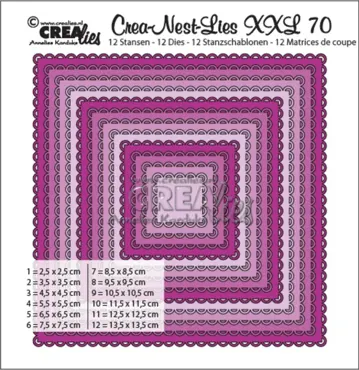 Crealies Crea-Nest-Lies XXL Dies No. 70 Squares with Open Scallop