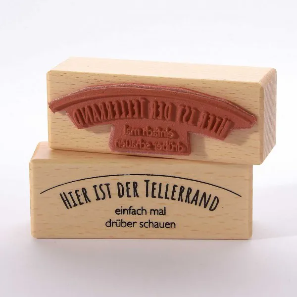 Heindesign Motivstempel Titel: Hier ist der Tellerrand