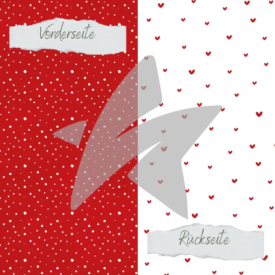 Creative-Depot Designpapier - Basic - Weihnachtsrot - Doodle Herzen + Sprenkel - Doppelseitig bedruckt