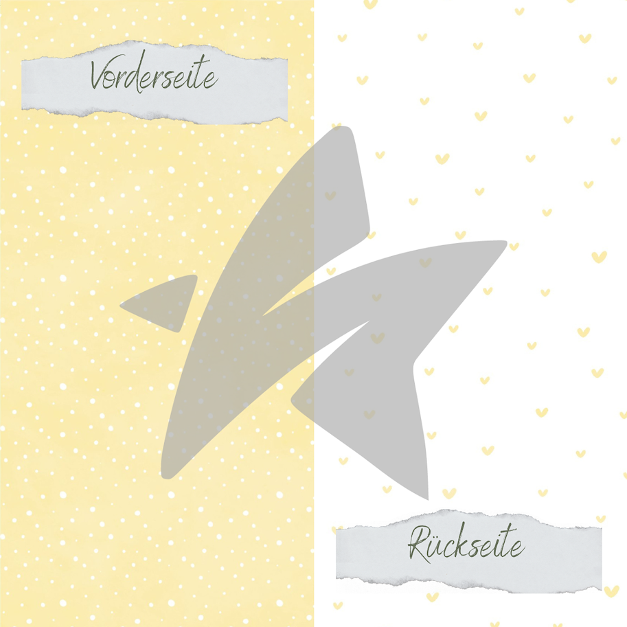 Creative-Depot Designpapier - Basic - Baby Gelb - Doodle Herzen + Sprenkel - Doppelseitig bedruckt