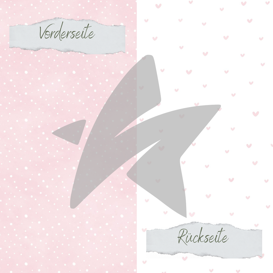 Creative-Depot Designpapier - Basic - Baby Rosa - Doodle Herzen + Sprenkel - Doppelseitig bedruckt