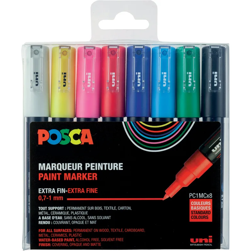 UNI POSCA Pigmentmarker PC-1MC, 8er Etui 