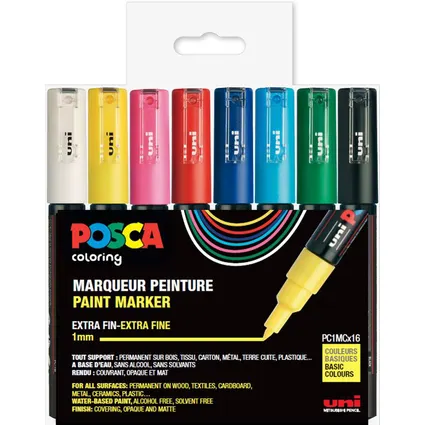UNI POSCA Pigmentmarker PC-1MC, 16er Etui 