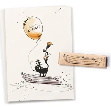 Cats on appletrees Stempel Ruderboot