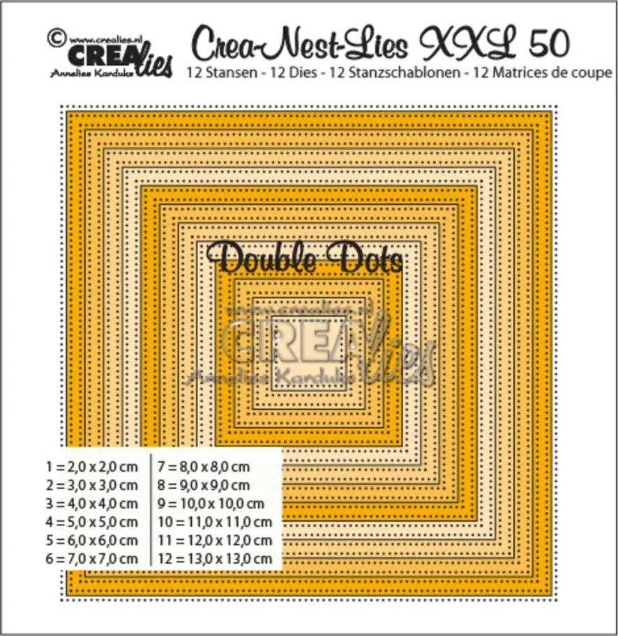 Crealies Crealies Crea-Nest-Lies XXL Dies No. 50 Squares with Double Dots 