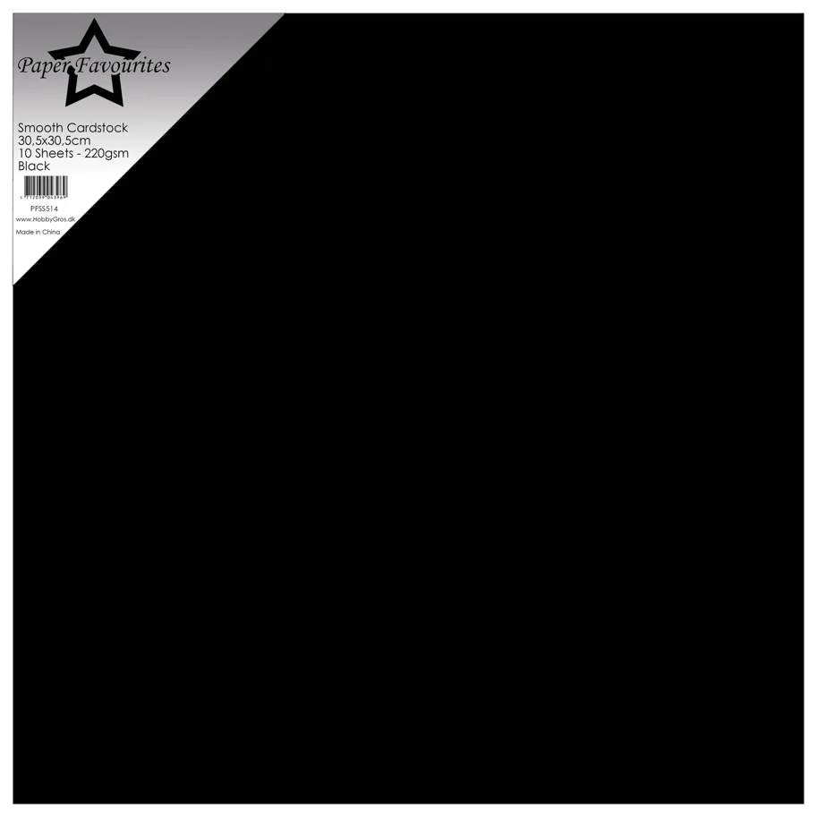 Paper Favourites Black 12x12 Inch Smooth Cardstock 220gsm (10pcs)