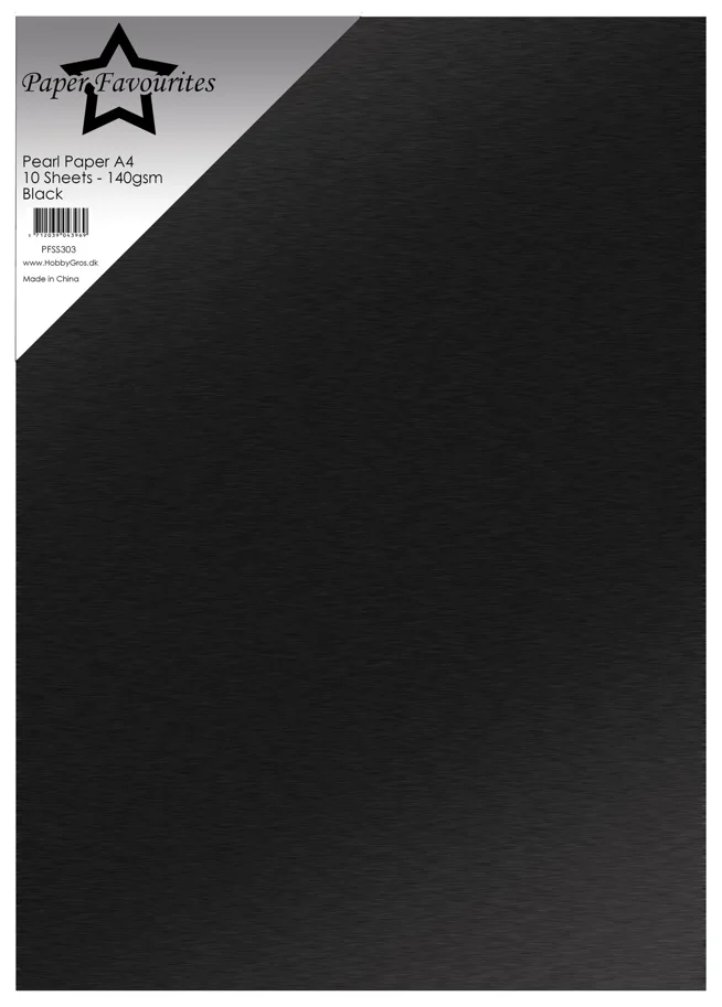 Paper Favourites Black A4 Pearl Paper 140gsm (10pcs)